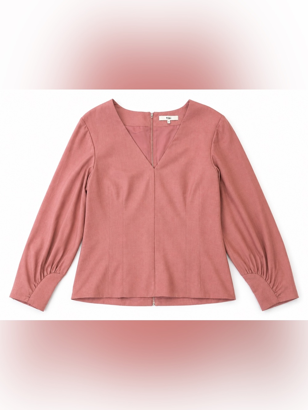 Tibi Dusty Rose V‑Neck Long Sleeve Top